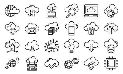 Premium Vector Cloud Technology Icons Set Outline Style