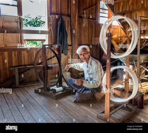 Worker in textile factory, Burma Stock Photo - Alamy