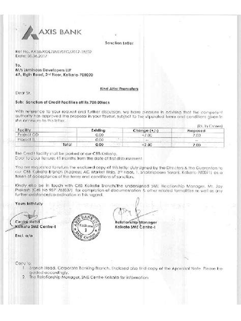 Axis Bank Sanction Letter Pdf