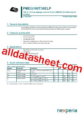 PMEG100T30ELP Datasheet PDF Nexperia B V All Rights Reserved