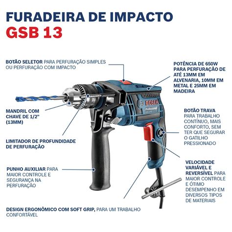 Furadeira De Impacto Gsb Re V Bosch D D