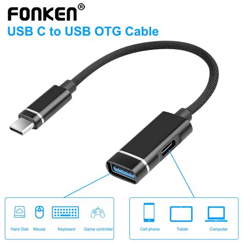 Fonken Usb 2 0 To Type C Adapter Otg Cable Male Data Converter For