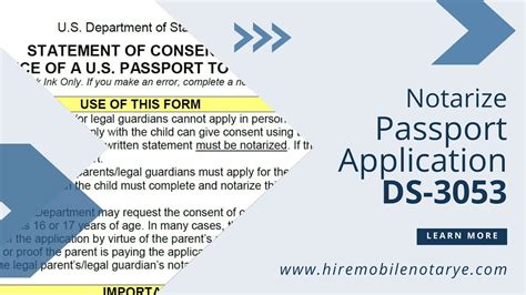 Ds 3053 Form Notarization For Child Passport