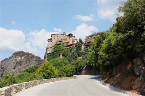 Monastery Of Rousanou St Barbara In Meteora Rock Formation Kalambaka