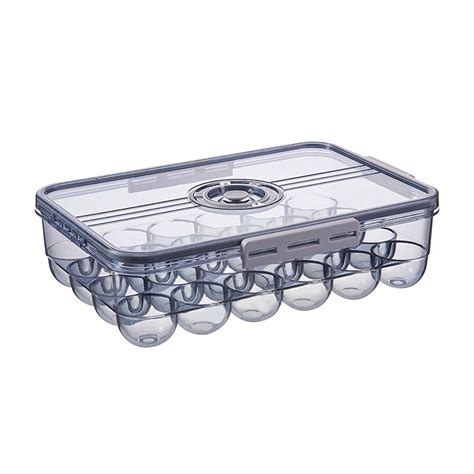 Wovilon Fridge Egg Organizer With Freshness Timer Lid Egg Holder