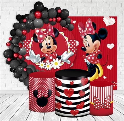 Kit Digital Painel Cilindros Minnie Vermelha Produtos Elo7