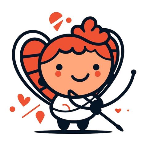 Lindo Peque O Cupido Con Arco Y Flecha Ilustraci N Vectorial Vector