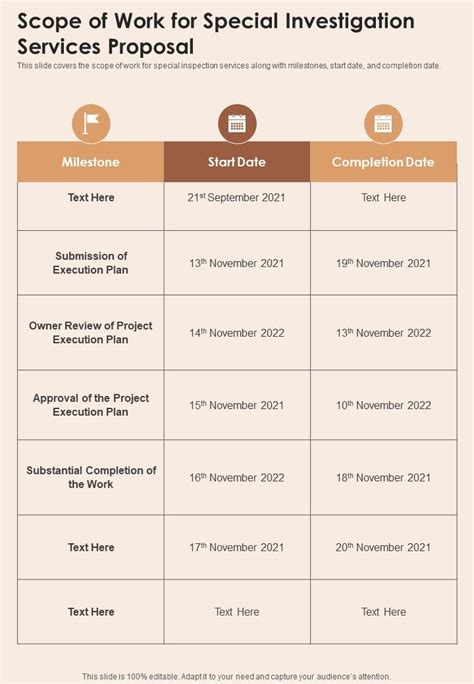 Scope Of Work For Special Investigation Services Proposal One Pager