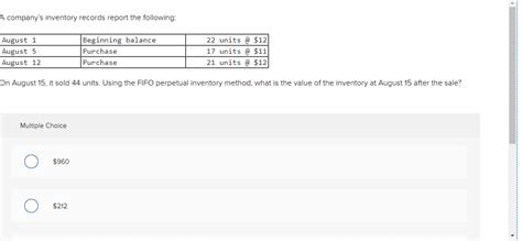 Solved A Company S Inventory Records Report The Following Chegg