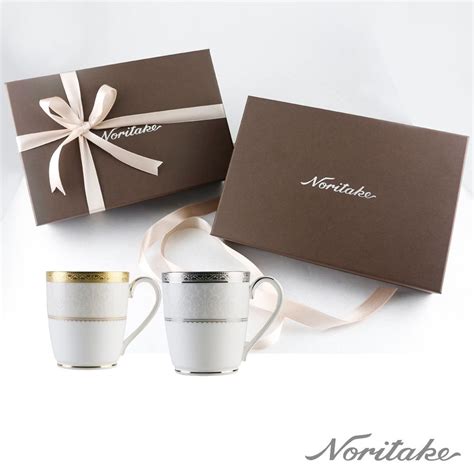 Noritake 華麗年代 馬克對杯金銀禮盒 Pchome 24h購物