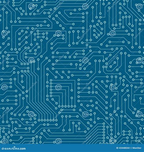 Seamless Pattern Computer Circuit Board Stock Vector Image 43448044