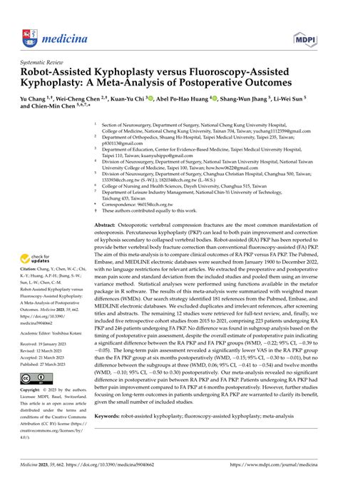 PDF Robot Assisted Kyphoplasty Versus Fluoroscopy Assisted