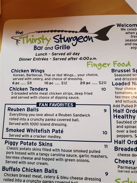 Menu At The Thirsty Sturgeon Pub Bar Wolverine