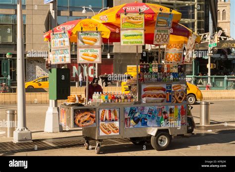 Hot Dog Street Vendor Columbus Circle Manhattan New York City