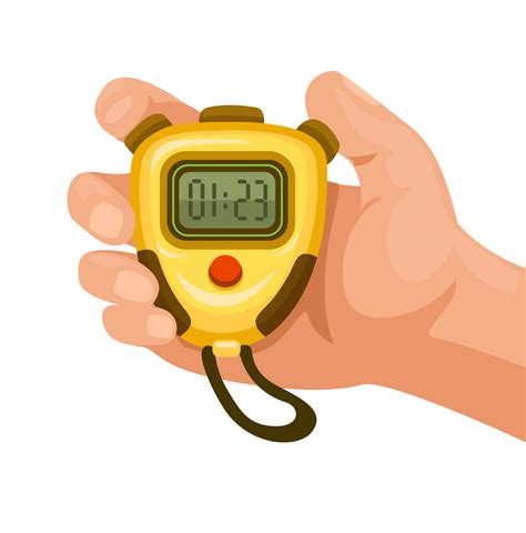 Hand Holding Digital Stopwatch Symbol Cartoon Illustration Vector