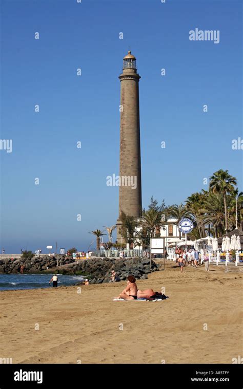 Maspalomas Beach And Lighthouse Gran Canaria Canary Island Europe