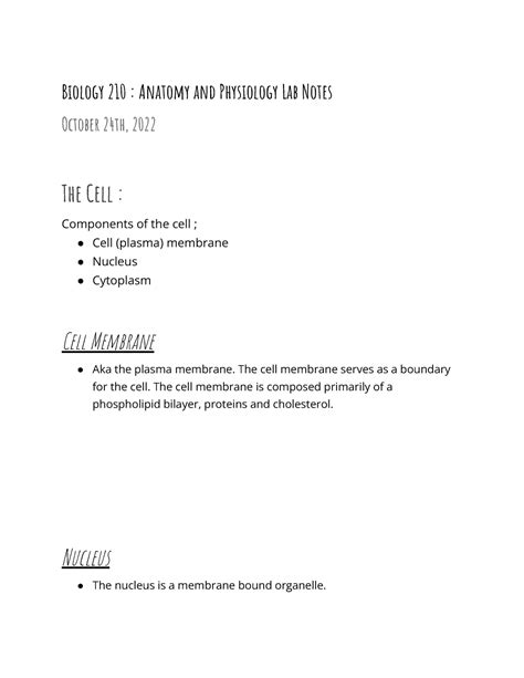 Lab Notes Introduction To The Cell Membrane Biology 210 Anatomy