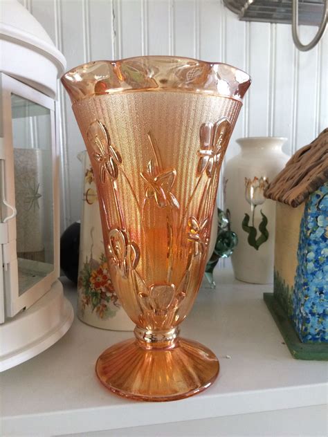 Marigold Carnival Glass Vase Carnival Glass Farmhouse Style Decorating Vintage House