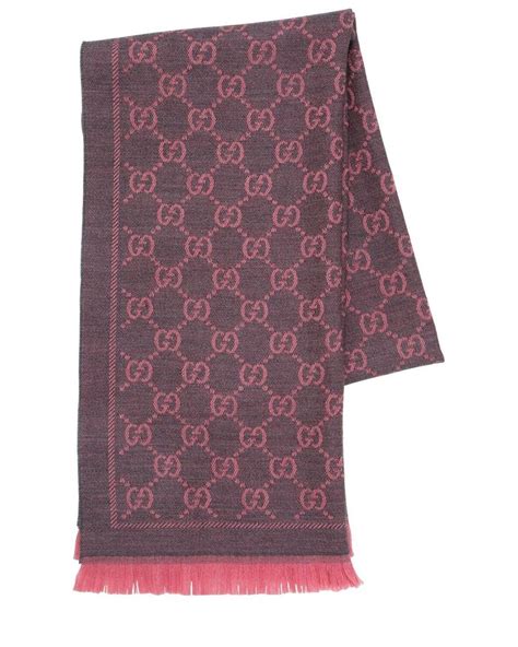 Gucci Gg Jacquard Wool Scarf In Pinkgrey Pink Save 8 Lyst