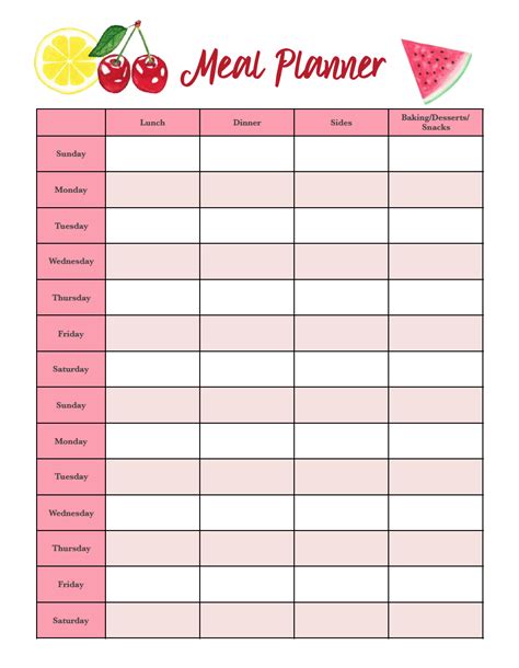 Free Printable 2 Week Meal Planners 4 Designs