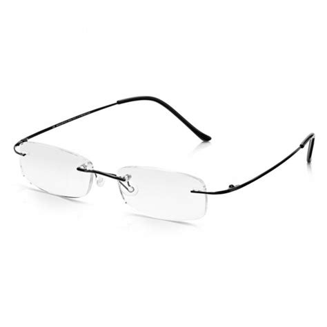 Buy Read Optics Mens Black Memory Flex Rimless Rectangle Reading Glasses