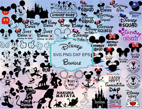 50 Bundle Svg Png DXF Eps Cricut Printable Clipart Silhouette, Mouse ...