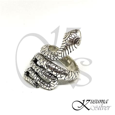 Jual Cincin Ring Perak Silver Bali Ukir Ular Snake Cobra Tinggi Lebar