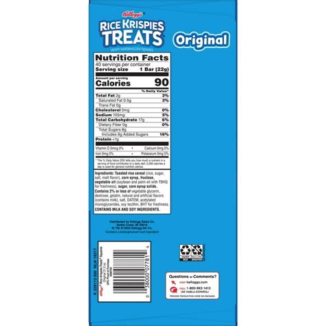 Rice Krispies Nutrition Facts Label