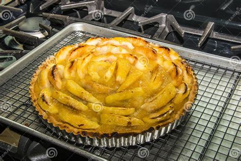 Freshly Baked Apple Pie On Kitchen Stove Top Stock Image Image Of