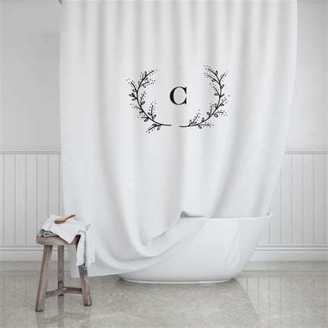 Laurel Branch Monogram Shower Curtain Custom Monogram Bath Etsy