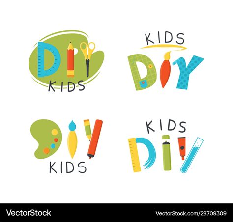 Diy kids logo template Royalty Free Vector Image