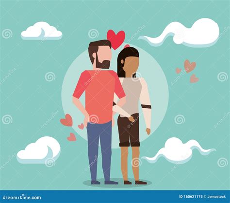 Amantes Interraciais Bonitos Amantes De Casais Ilustra O Do Vetor