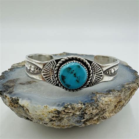 Eugene Hale Navajo Sterling Silver Turquoise Cuff Sta Gem