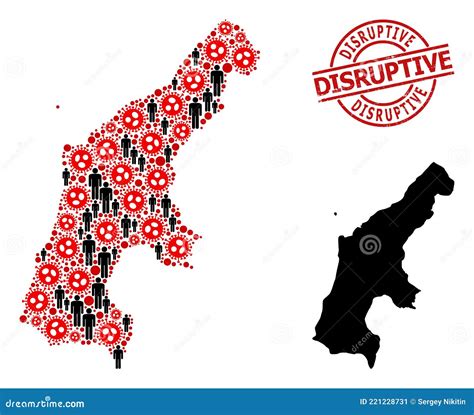 Foca Dirompente Graffiata E Popolazione Con La Mappa Collage Dell Isola