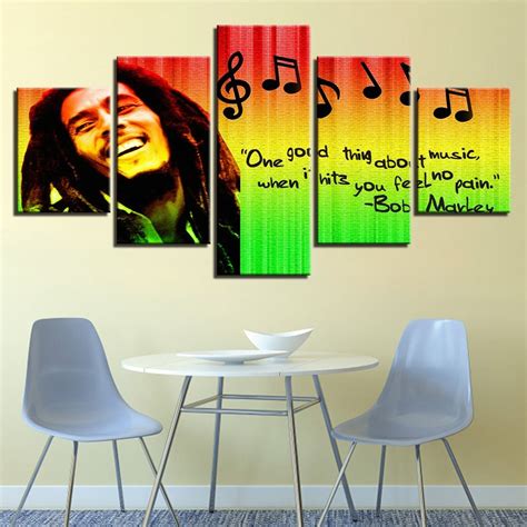 Framed 5 Panels Bob Marley Canvas Print Wall Art The Warehouse