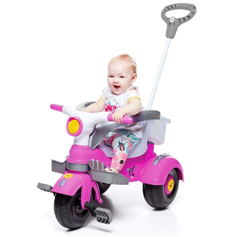 Triciclo Infantil Passeio E Pedal Velocita Classic Rosa Calesita