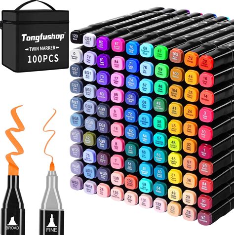 Tongfushop 80 Couleurs Marqueurs Markers Feutres à Kit Double Pointe