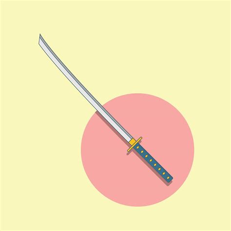 Katana Schwert Vektor Illustration Japanische Waffe Samurai Flacher