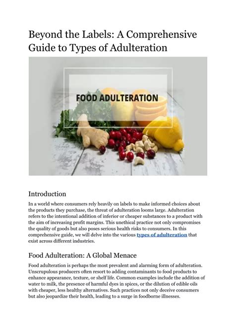 Ppt Beyond The Labels A Comprehensive Guide To Types Of Adulteration