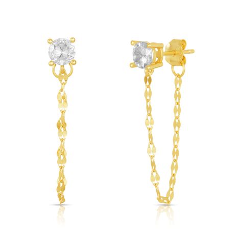 Womens Vermeil Buttercup Diamond Chain Earrings The Gold Goddess