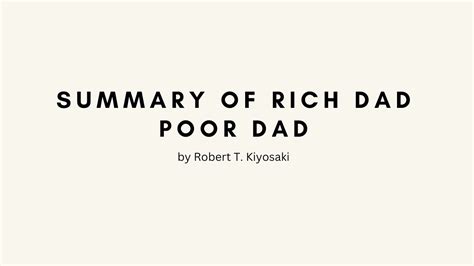 Summary Of Rich Dad Poor Dad Book By Robert Kiyosaki Youtube