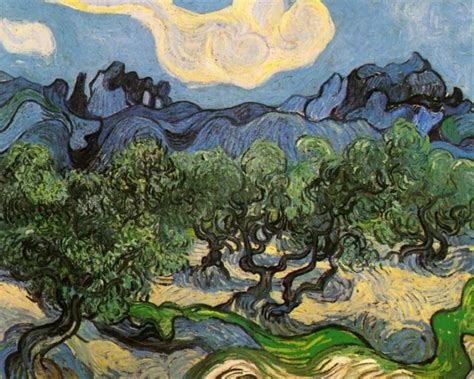 Olive Trees With The Alpilles In The Background By Vincent Van Gogh Oil