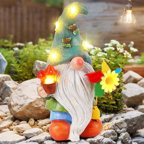 Garden Gnome Statues Outdoor Decor Solar Gnomes With LED Lighted