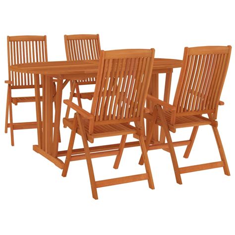 Ensemble à dîner de jardin 5 pcs Bois d eucalyptus massif SALALIS