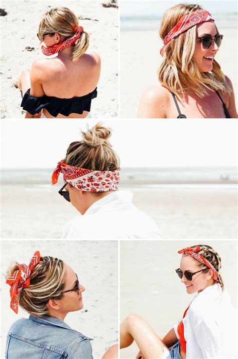 How To Wear A Bandana Scarf In Your Hair Red White Denim Scarf