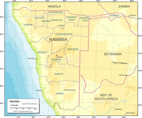 【国別図ナミビア地勢図】の画像素材19604867 地図素材ならイメージナビ