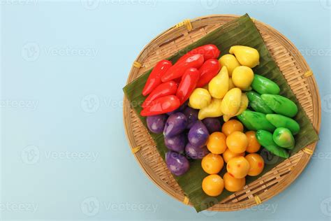 Colourful Luk Chup Look Choop Tadeonal Thai Desert Sweets Candy Creatve