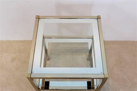 French Brass Mirrored Side Table For Sale At 1stdibs