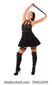 Sexy Brunette Model Leather Clothes Stock Photo Shutterstock