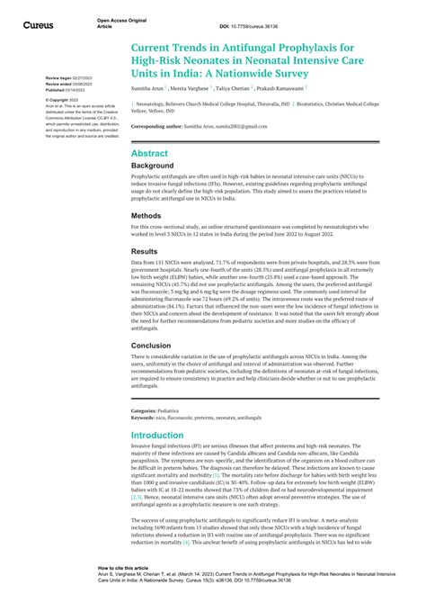 Pdf Current Trends In Antifungal Prophylaxis For High Risk Neonates